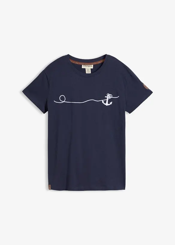 Besticktes T-Shirt in blau von vorne - bonprix Besticktes T-Shirt in blau von vorne - bonprix