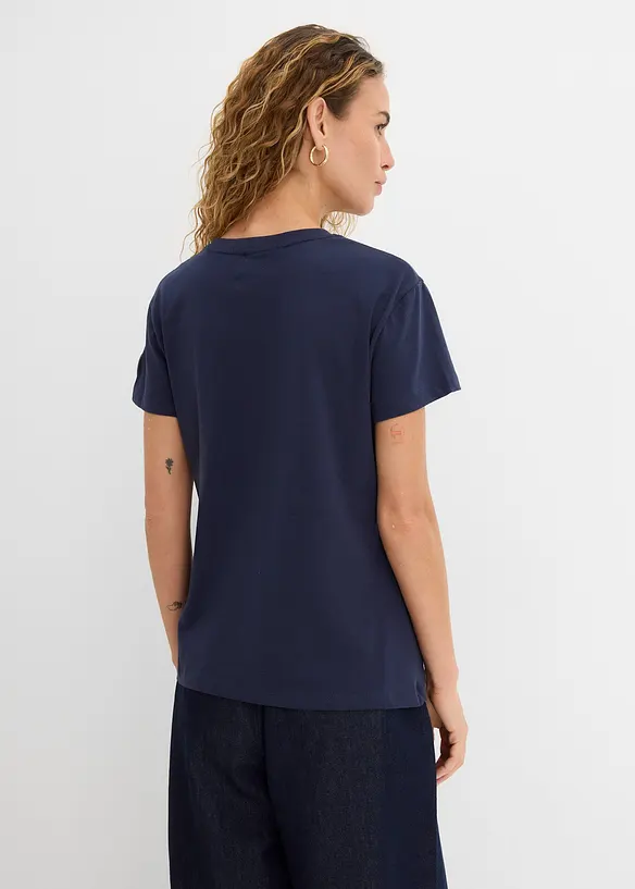 Besticktes T-Shirt in blau von hinten (im Anschnitt) - bonprix Besticktes T-Shirt in blau von hinten (im Anschnitt) - bonprix