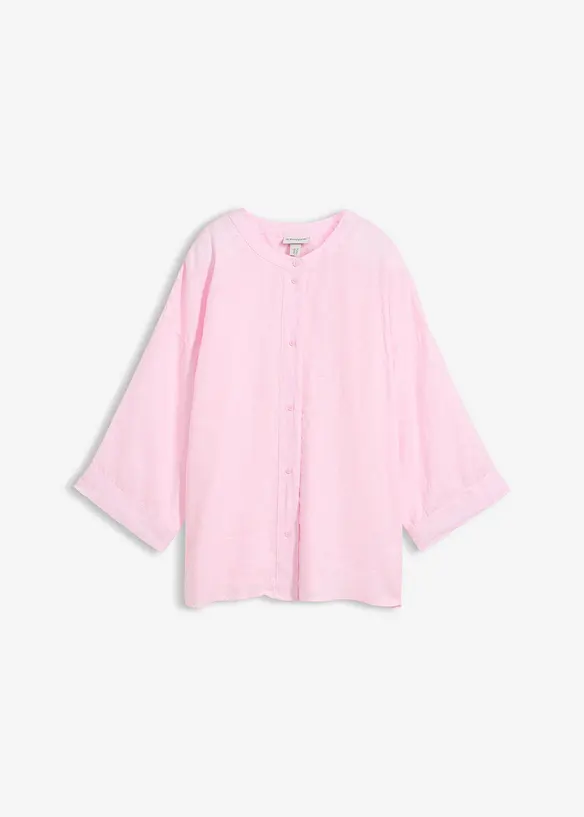 Oversize-Bluse aus reinem Leinen in rosa von vorne - bonprix