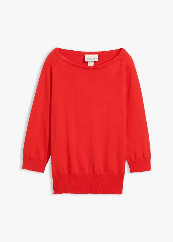 Feinstrickpullover aus feinem Seiden-Mix in rot von vorne - bonprix