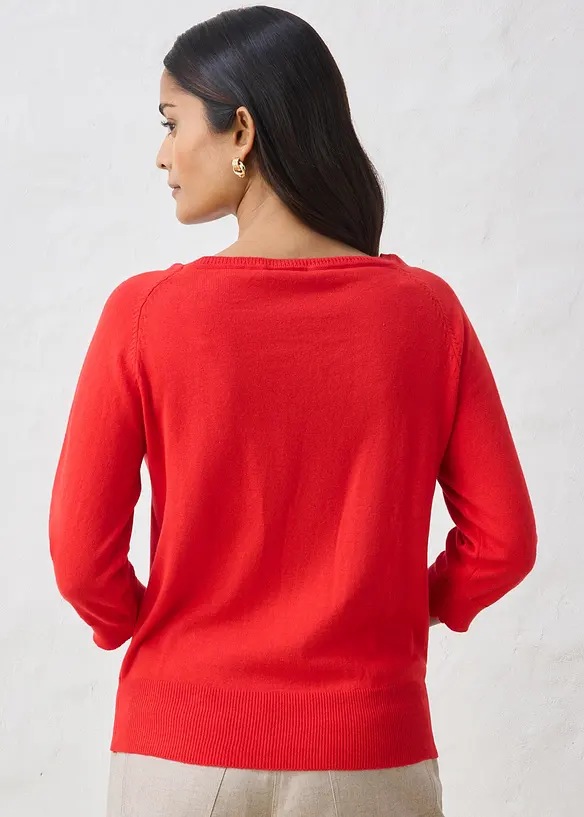 Feinstrickpullover aus feinem Seiden-Mix in rot von hinten (im Anschnitt) - bonprix