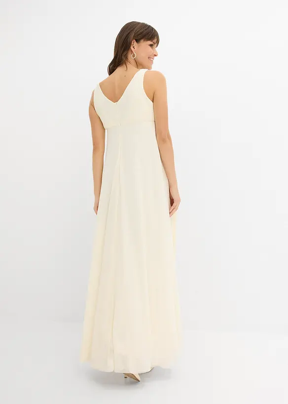 Umstands-Hochzeitskleid mit Wickeljacke und Stillfunktion (2-teiliges Set) in weiß von hinten (Totalaufnahme) - bonprix