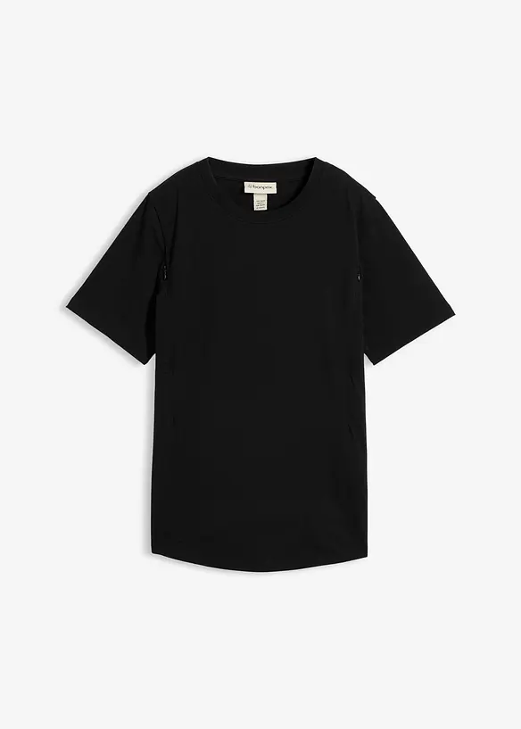 Umstandsshirt mit diskreter Stillfunktion mit Bio-Baumwolle in schwarz von vorne - bonprix Umstandsshirt mit diskreter Stillfunktion mit Bio-Baumwolle in schwarz von vorne - bonprix