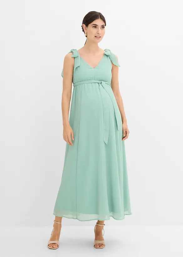 2-in-1 Umstands- und Stillkleid mit verstellbaren Trägern in grün von vorne (Totalaufnahme) - bonprix