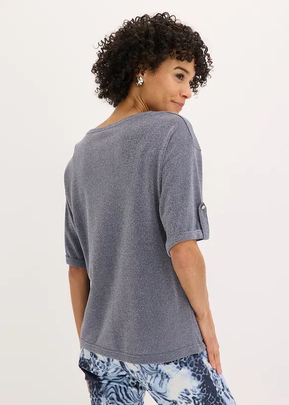 Glitzer Viskose-Shirt mit Glanzdruck in blau von hinten (im Anschnitt) - bonprix
