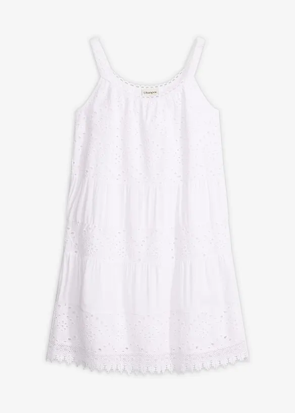 Trägerkleid aus softer Viskose in weiß von vorne - bonprix