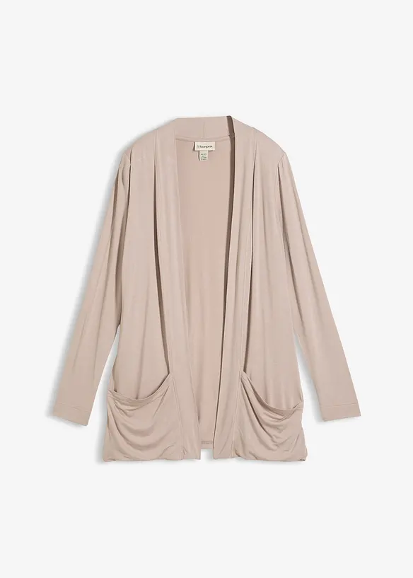 Shirtjacke aus softem Viskose-Mix in grau von vorne - bonprix