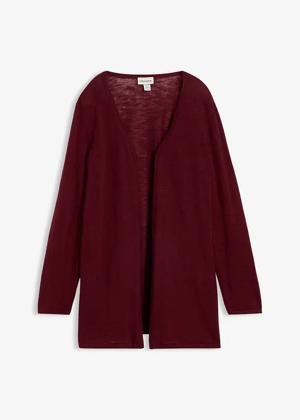 Strickjacke aus reiner leichter Baumwoll-Slub Qualität in rot von vorne - bonprix