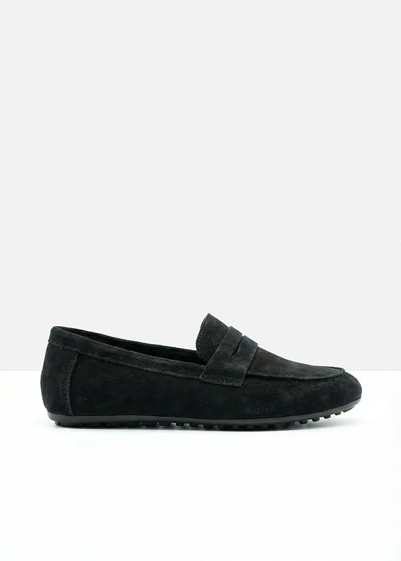 Penny-Loafer aus Veloursleder in schwarz - bonprix