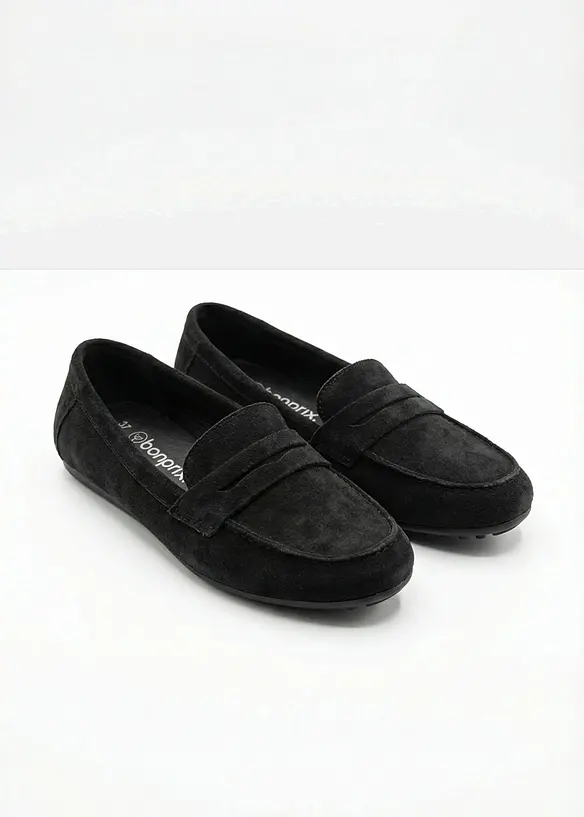 Penny-Loafer aus Veloursleder in schwarz - bonprix