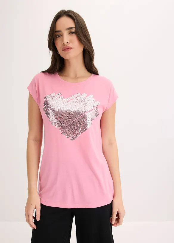 Shirt aus softem Viskose-Mix in rosa von vorne (im Anschnitt) - bonprix Shirt aus softem Viskose-Mix in rosa von vorne (im Anschnitt) - bonprix
