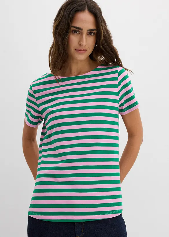 T-Shirt mit U-Boot-Ausschnitt in rosa von vorne (im Anschnitt) - bonprix T-Shirt mit U-Boot-Ausschnitt in rosa von vorne (im Anschnitt) - bonprix