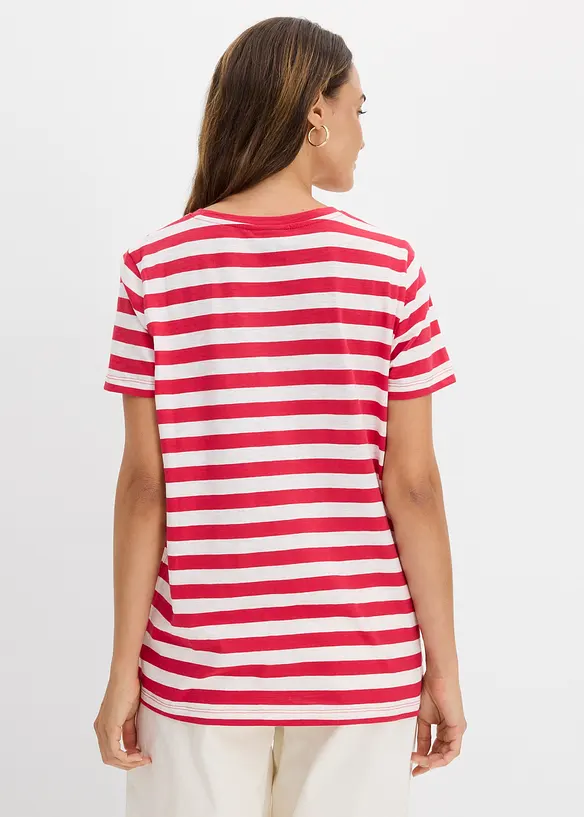 Rundhals-T-Shirt (2er Pack) in rot von hinten (im Anschnitt) - bonprix
