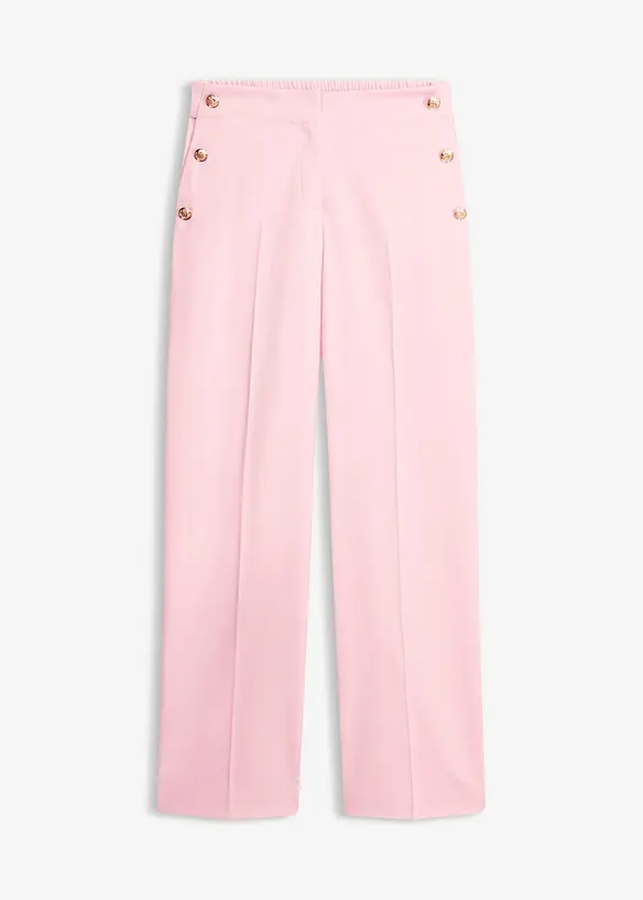 Marlenehose mit dekorativen Knöpfen in rosa von vorne - bonprix