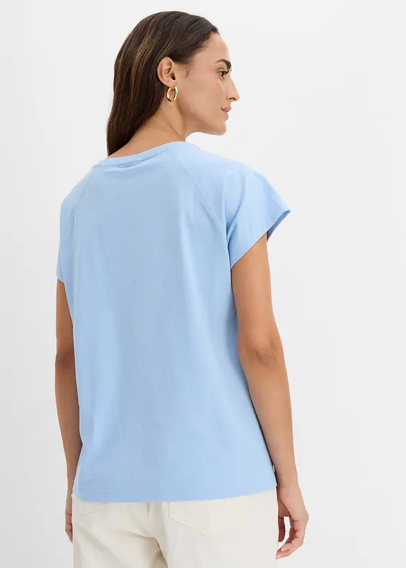 T-Shirt aus reiner Bio-Baumwolle in blau von hinten (im Anschnitt) - bonprix