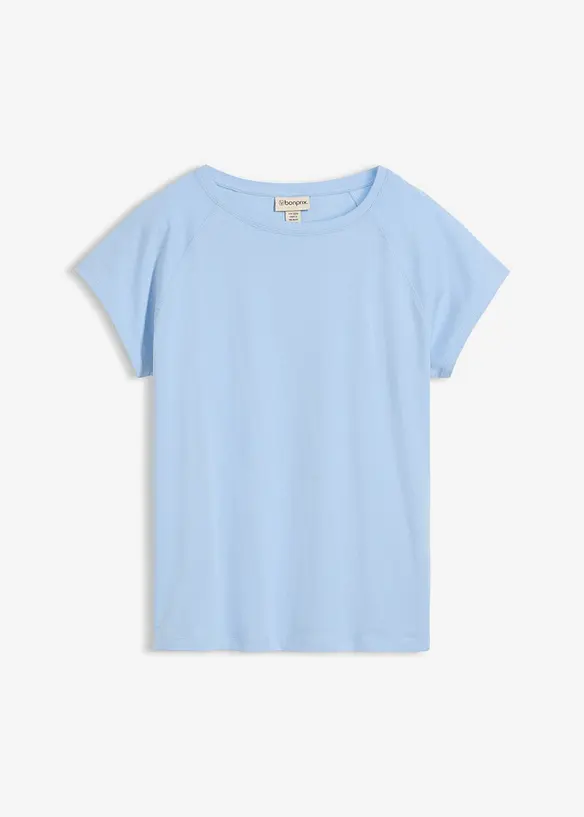 T-Shirt aus reiner Bio-Baumwolle in blau von vorne - bonprix