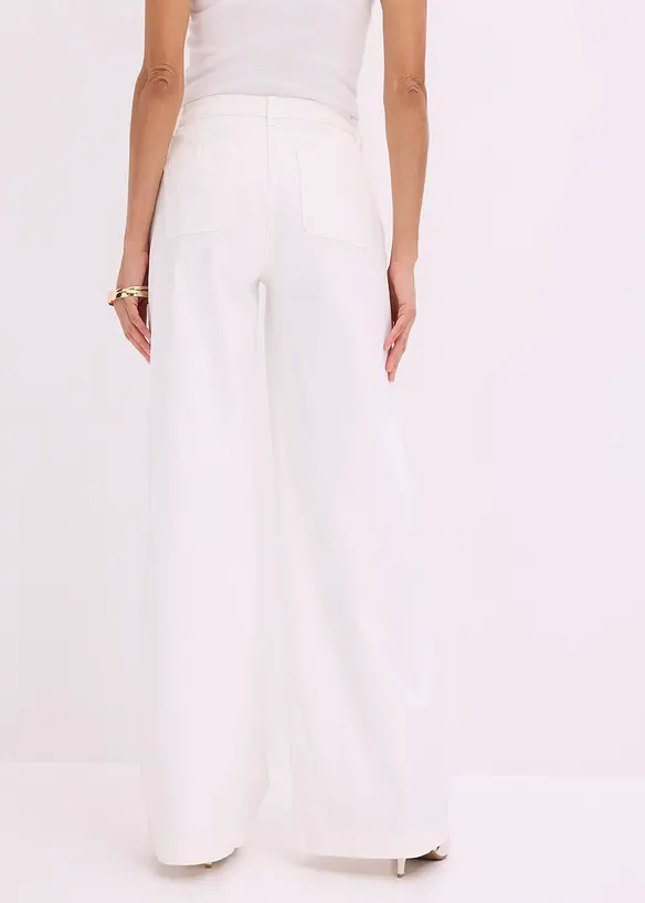 Wide Leg Hose mit Stretch in weiß von hinten - bonprix Wide Leg Hose mit Stretch in weiß von hinten - bonprix