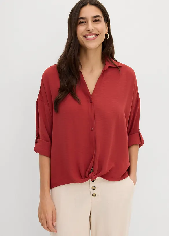 Bluse aus leichtem Crêpe in rot von vorne (im Anschnitt) - bonprix Bluse aus leichtem Crêpe in rot von vorne (im Anschnitt) - bonprix