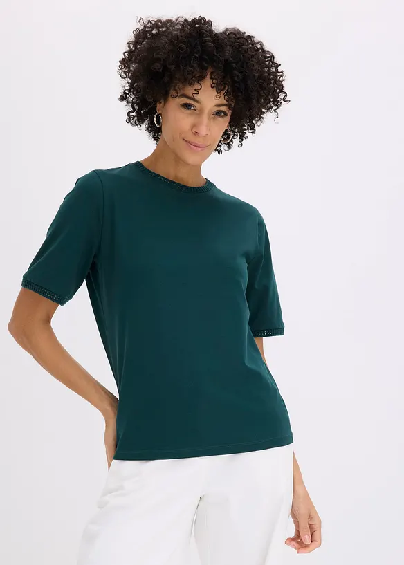 Shirt mit Spitzenborte in grün von vorne (im Anschnitt) - bonprix Shirt mit Spitzenborte in grün von vorne (im Anschnitt) - bonprix