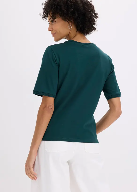 Shirt mit Spitzenborte in grün von hinten (im Anschnitt) - bonprix Shirt mit Spitzenborte in grün von hinten (im Anschnitt) - bonprix