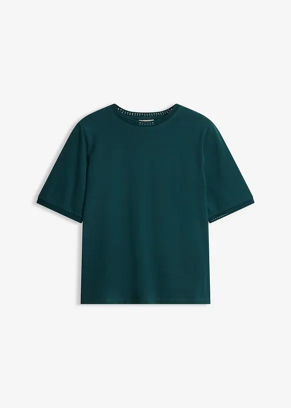 Shirt mit Spitzenborte in grün von vorne - bonprix Shirt mit Spitzenborte in grün von vorne - bonprix