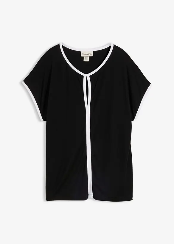 Shirt mit Piping in schwarz von vorne - bonprix Shirt mit Piping in schwarz von vorne - bonprix