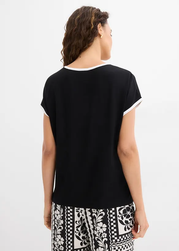 Shirt mit Piping in schwarz von hinten (im Anschnitt) - bonprix Shirt mit Piping in schwarz von hinten (im Anschnitt) - bonprix