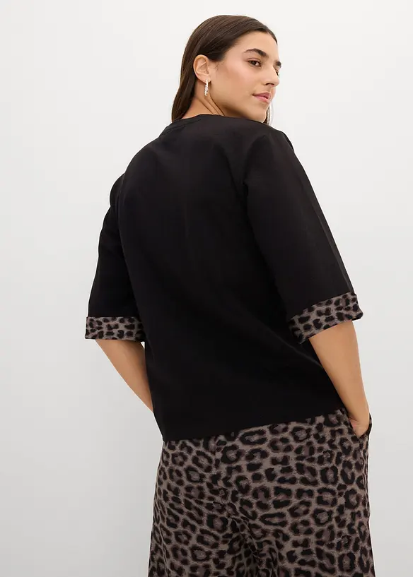Leo-Jerseyshirt aus Baumwoll-Mix in schwarz von hinten (im Anschnitt) - bonprix Leo-Jerseyshirt aus Baumwoll-Mix in schwarz von hinten (im Anschnitt) - bonprix