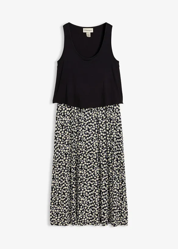 Shirt Kleid aus fließendem Viskose-Elasthan-Mix in schwarz von vorne - bonprix Shirt Kleid aus fließendem Viskose-Elasthan-Mix in schwarz von vorne - bonprix
