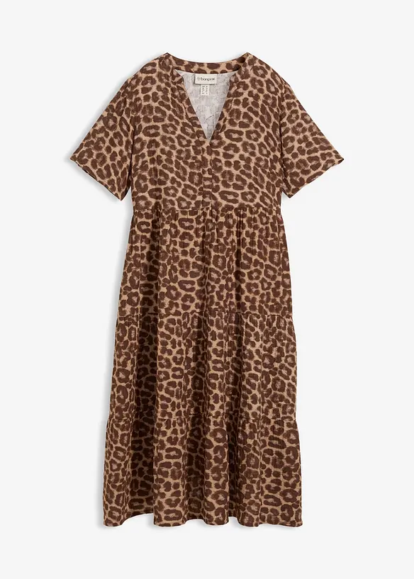Musselin-Tunika-Kleid aus reiner Baumwolle in braun von vorne - bonprix Musselin-Tunika-Kleid aus reiner Baumwolle in braun von vorne - bonprix