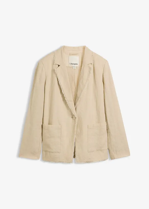 Blazer aus reinem Leinen in beige von vorne - bonprix