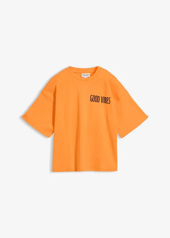 Oversize-Shirt aus reiner Bio-Baumwolle in orange von vorne - bonprix