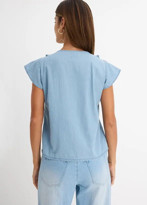 Jeans-Blusentop aus Bio-Baumwolle in blau von hinten (im Anschnitt) - bonprix Jeans-Blusentop aus Bio-Baumwolle in blau von hinten (im Anschnitt) - bonprix