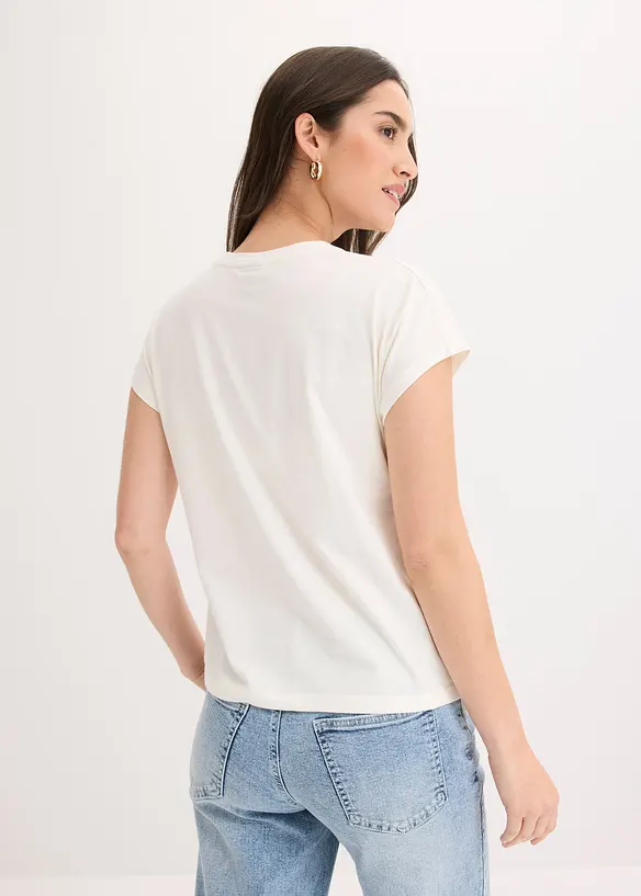 Shirt aus elastischem Baumwoll-Mix in weiß von hinten (im Anschnitt) - bonprix