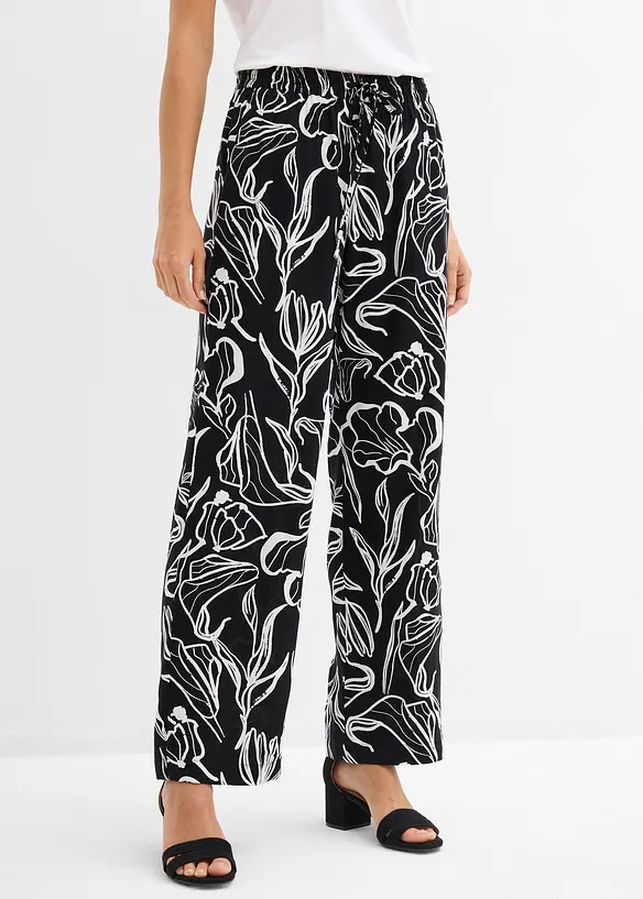 Viskose Schlupfhose in schwarz von vorne - bonprix