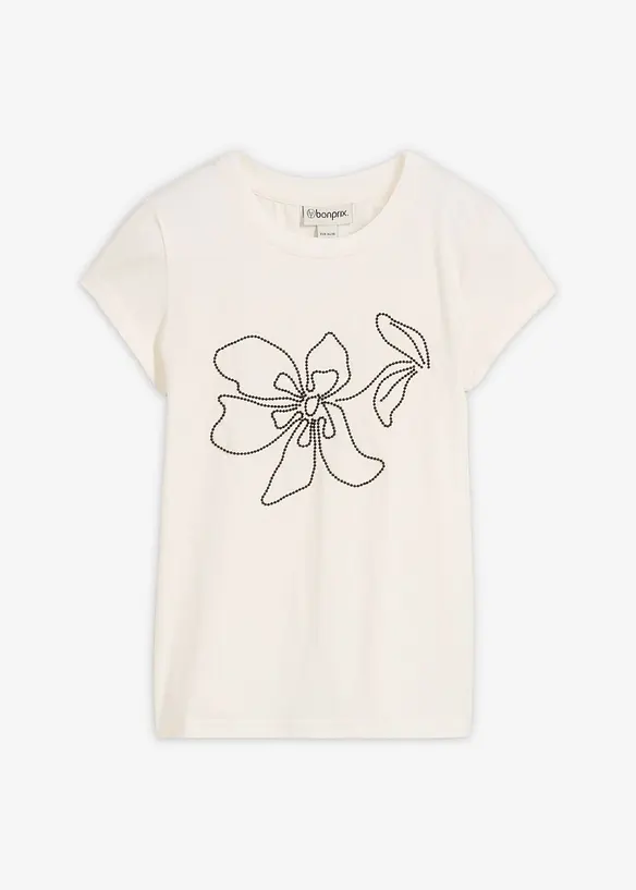 Shirt aus Baumwoll-Mix in weiß von vorne - bonprix
