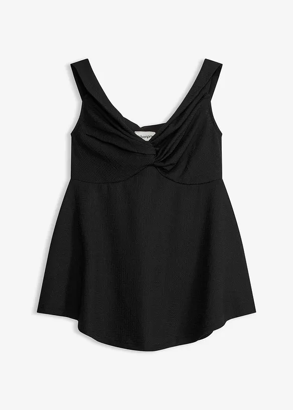 Cold-Shoulder-Shirt in strukturierter Ware in schwarz von vorne - bonprix