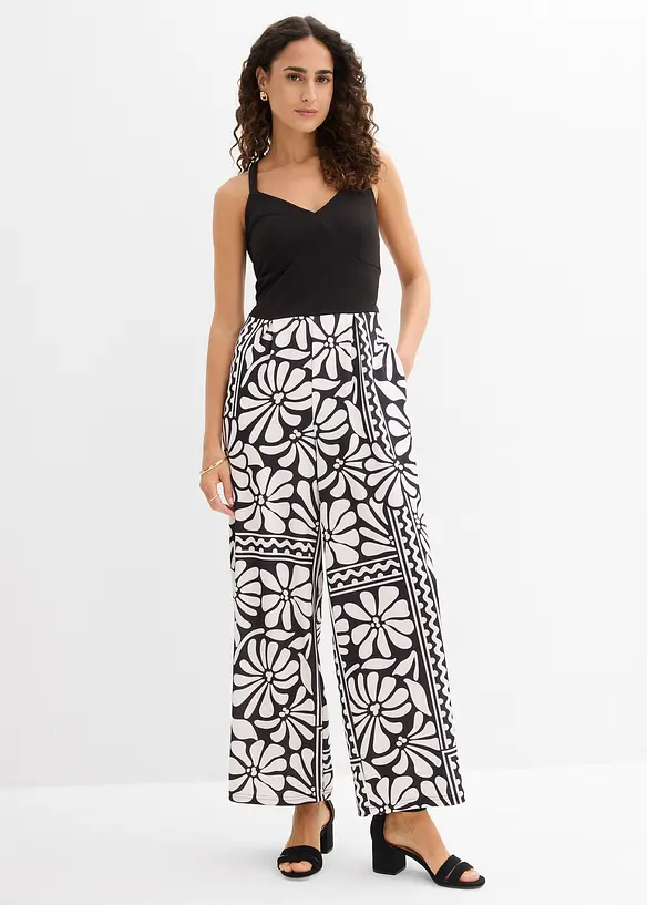 Jersey-Jumpsuit in schwarz von vorne (Totalaufnahme) - bonprix