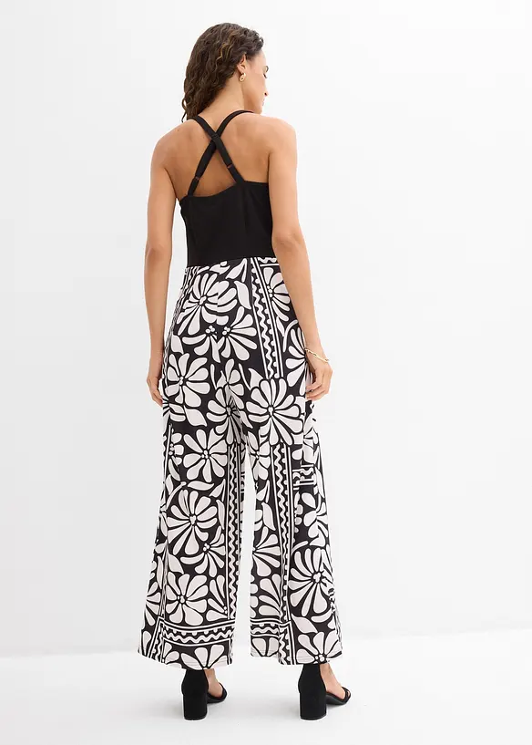 Jersey-Jumpsuit in schwarz von hinten (Totalaufnahme) - bonprix