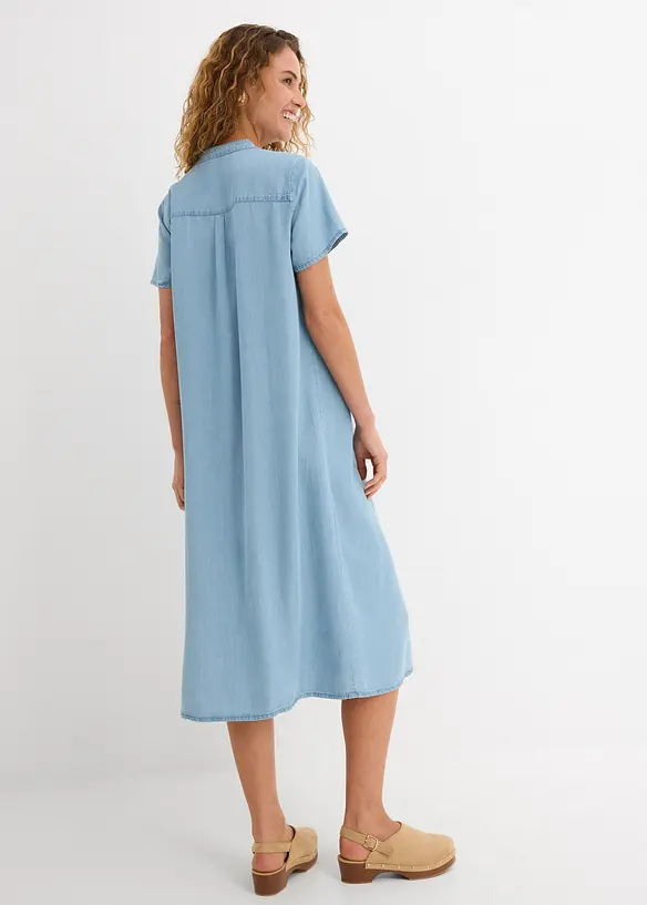 Jeanskleid aus fließendem Lyocell in blau von hinten (Totalaufnahme) - bonprix