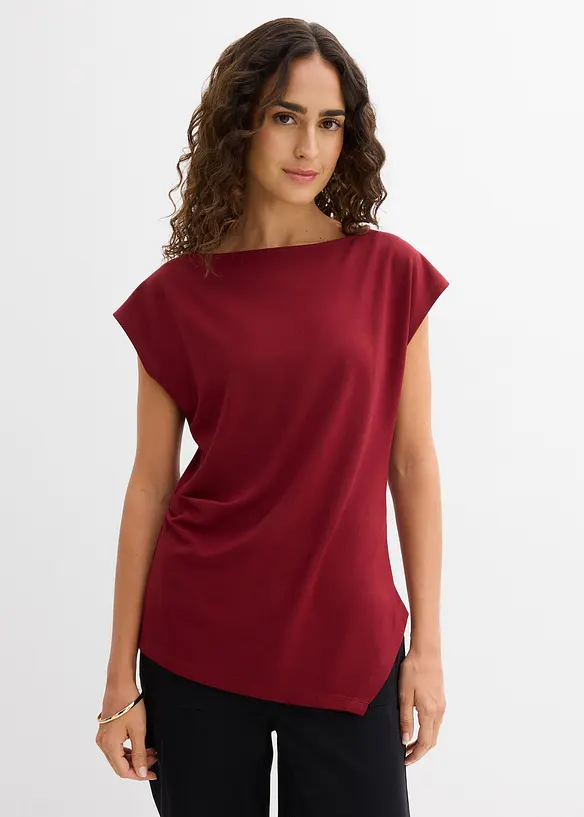 Asymmetrisches Top aus Punto di Roma in rot von vorne (im Anschnitt) - bonprix Asymmetrisches Top aus Punto di Roma in rot von vorne (im Anschnitt) - bonprix