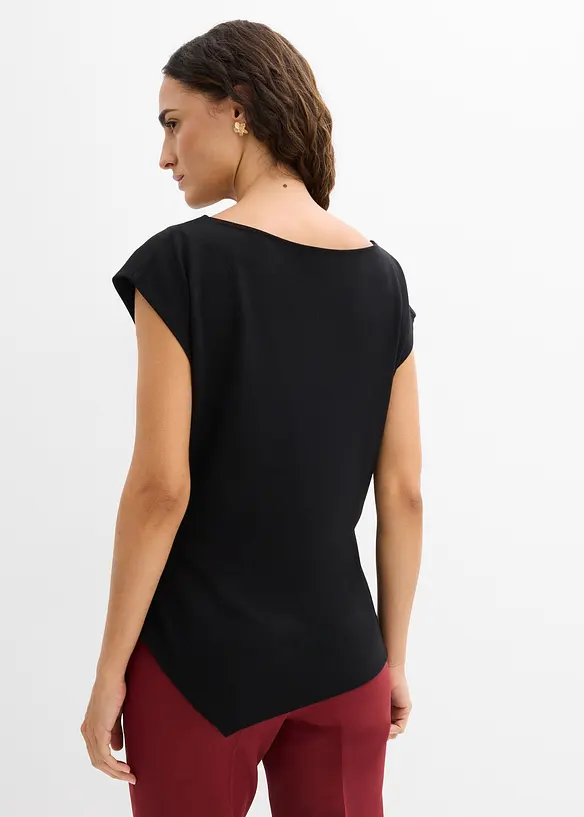 Asymmetrisches Top aus Punto di Roma in schwarz von hinten (im Anschnitt) - bonprix Asymmetrisches Top aus Punto di Roma in schwarz von hinten (im Anschnitt) - bonprix