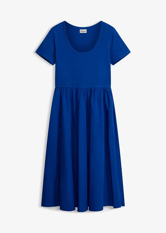 Jerseykleid im Material-Mix in blau von vorne - bonprix Jerseykleid im Material-Mix in blau von vorne - bonprix