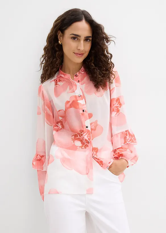 Chiffonbluse in weiß von vorne (im Anschnitt) - bonprix Chiffonbluse in weiß von vorne (im Anschnitt) - bonprix