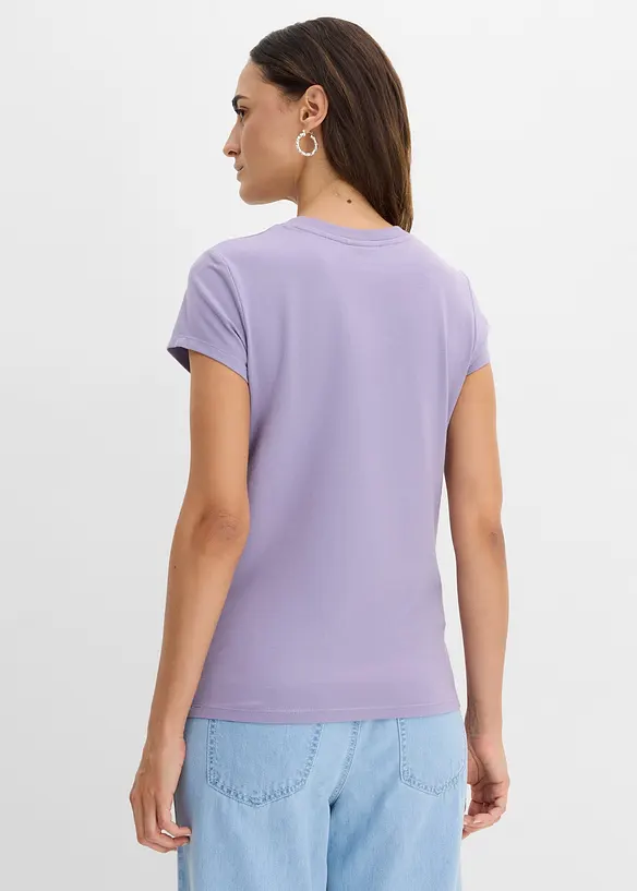 T-Shirt aus Bio-Baumwoll-Mix (3er Pack) in lila von hinten (im Anschnitt) - bonprix T-Shirt aus Bio-Baumwoll-Mix (3er Pack) in lila von hinten (im Anschnitt) - bonprix