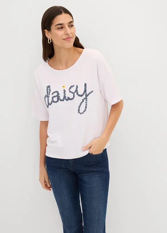 Weites Sweatshirt aus Viskose-Mix in weiß von vorne (im Anschnitt) - bonprix Weites Sweatshirt aus Viskose-Mix in weiß von vorne (im Anschnitt) - bonprix