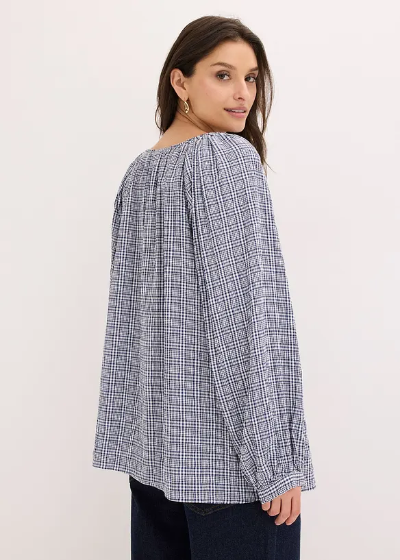 Karierte Bluse aus Seersucker in weiß von hinten (im Anschnitt) - bonprix Karierte Bluse aus Seersucker in weiß von hinten (im Anschnitt) - bonprix