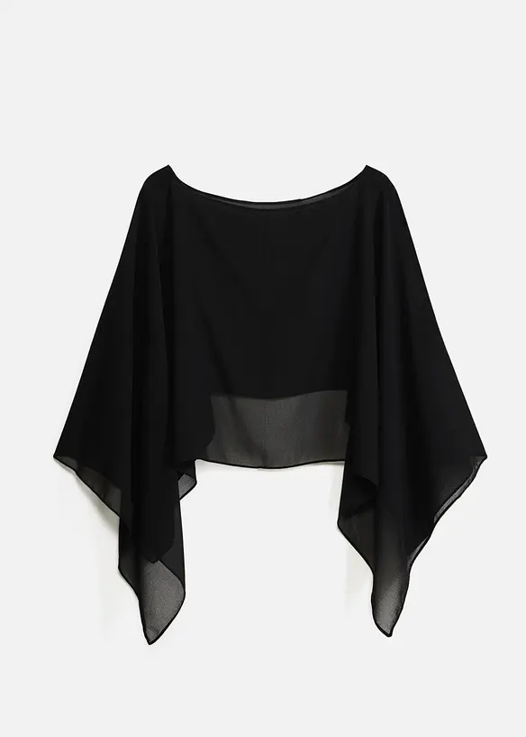 Chiffon Cape aus fließendem Material in schwarz von vorne - bonprix Chiffon Cape aus fließendem Material in schwarz von vorne - bonprix