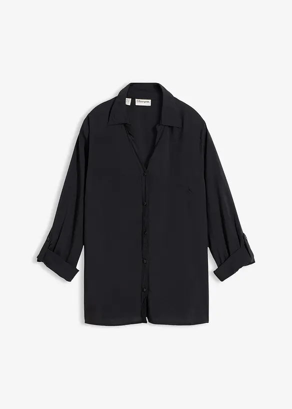 Bluse aus fließender Viskose in schwarz von vorne - bonprix
