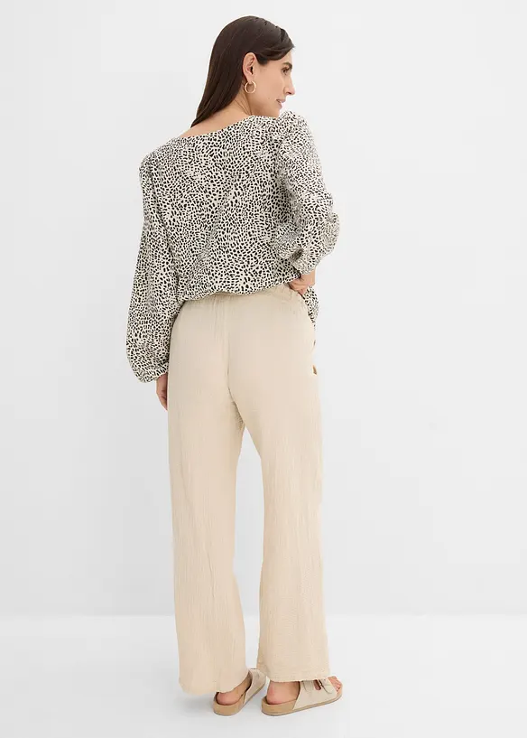 Umstandshose aus reinem Baumwoll-Musselin, Loose Fit in beige von hinten - bonprix Umstandshose aus reinem Baumwoll-Musselin, Loose Fit in beige von hinten - bonprix